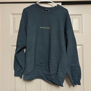 Missguided Dark Gray Sweatshirt with Yellow Logo